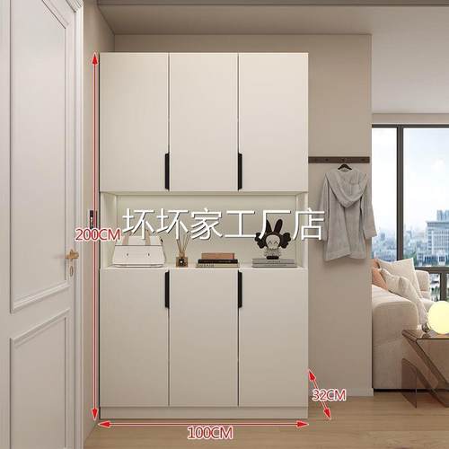 香港包邮包安装实木鞋柜家用门口玄关柜一体大容量储物收纳柜靠墙