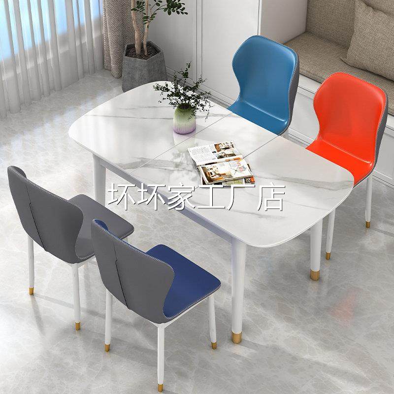 香港包安装包邮到家奶油风餐桌椅亮光岩板伸缩电磁炉组合白色极简,住宅家具,岩板餐桌,淘宝优惠券,粉丝福利购,淘宝优惠卷