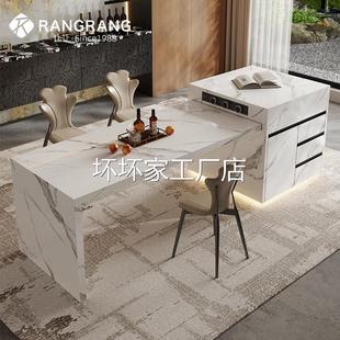 让让岛台加餐桌一体家用可伸缩岩板现代极简定制小 包安装 香港 包邮