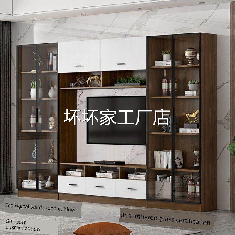 香港包安装包邮现代极简电视背景墙柜一体轻奢客厅玻璃门储物柜定,住宅家具,家用陈列柜,淘宝优惠券,粉丝福利购,淘宝优惠卷