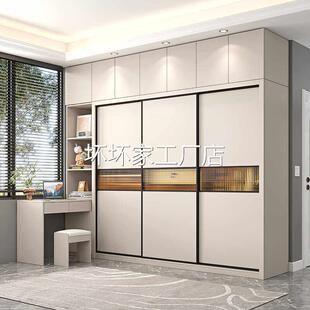 香港包安装包邮推拉门衣柜家用卧室带梳妆台边柜书桌一体转角组合