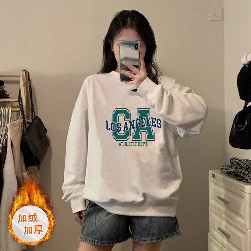 美式街头潮牌卫衣女酒红色学院风高级感重磅秋冬加绒韩版减龄上衣