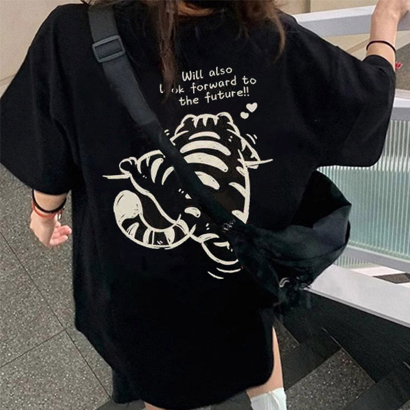 韩系百搭黑色t恤女2025夏季新款宽松百搭大码学院风显瘦洋气短袖