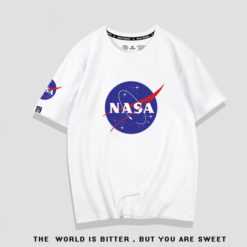NASA宇航员t恤女2022新款夏季超火ins潮牌休闲纯棉宽松情侣短袖男
