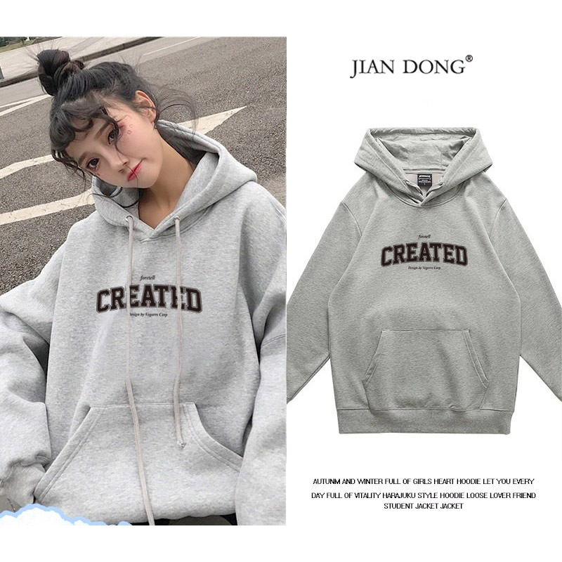 加绒一体绒宽松oversize纯棉上衣