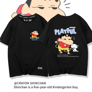 黑色短袖T恤女2025年新款潮oversize宽松慵懒风印花情侣装夏装ins