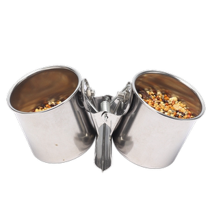 鸟用品喂食器不锈钢夹杯装水装饲料盒子八哥鸟食杯鹦鹉食罐下料器