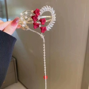 2024新款 半扎发扭扭发夹气质微笑女后脑勺珍珠发卡青蛙扣夹子头饰