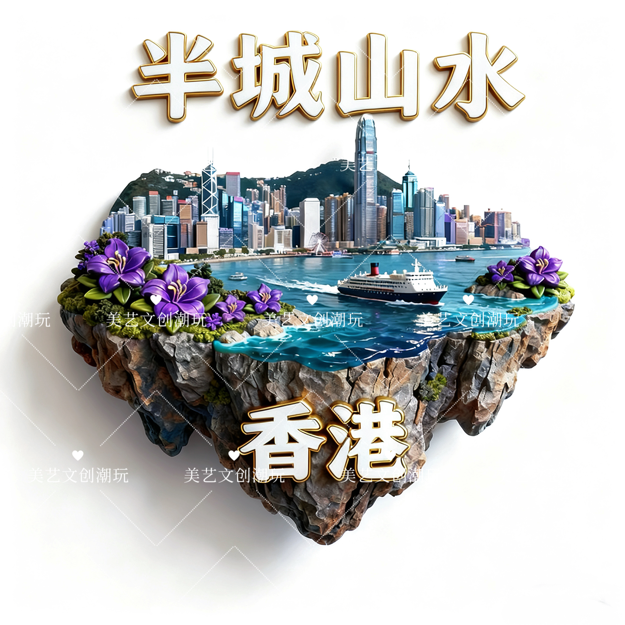 香港城市冰箱贴旅游纪念品立体家居装饰品3D立体磁吸贴文创冰箱贴