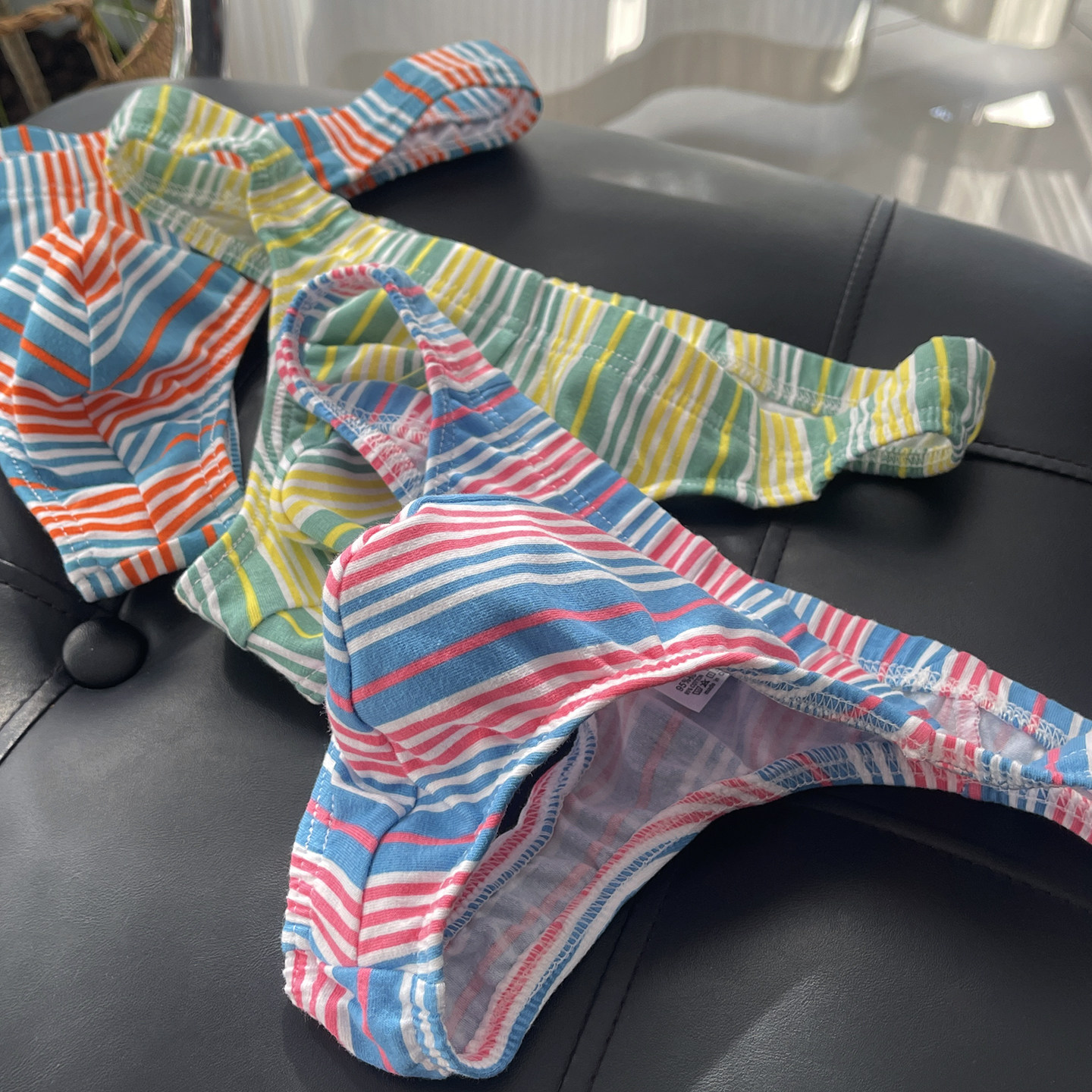 3条装多巴胺性感男士t裤纯棉条纹丁字裤青年中腰情侣大囊袋单底裤,女士内衣/男士内衣/家居服,男丁字裤,淘宝优惠券,粉丝福利购,淘宝优惠卷