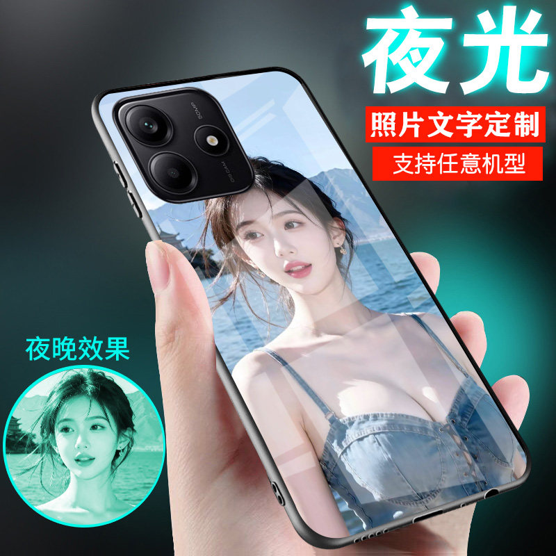 适用小米Redmi红米note14手机壳NOTE15照片13图案12定制11打印10夜光11T玻璃9新品8男士女生款note15pro情侣