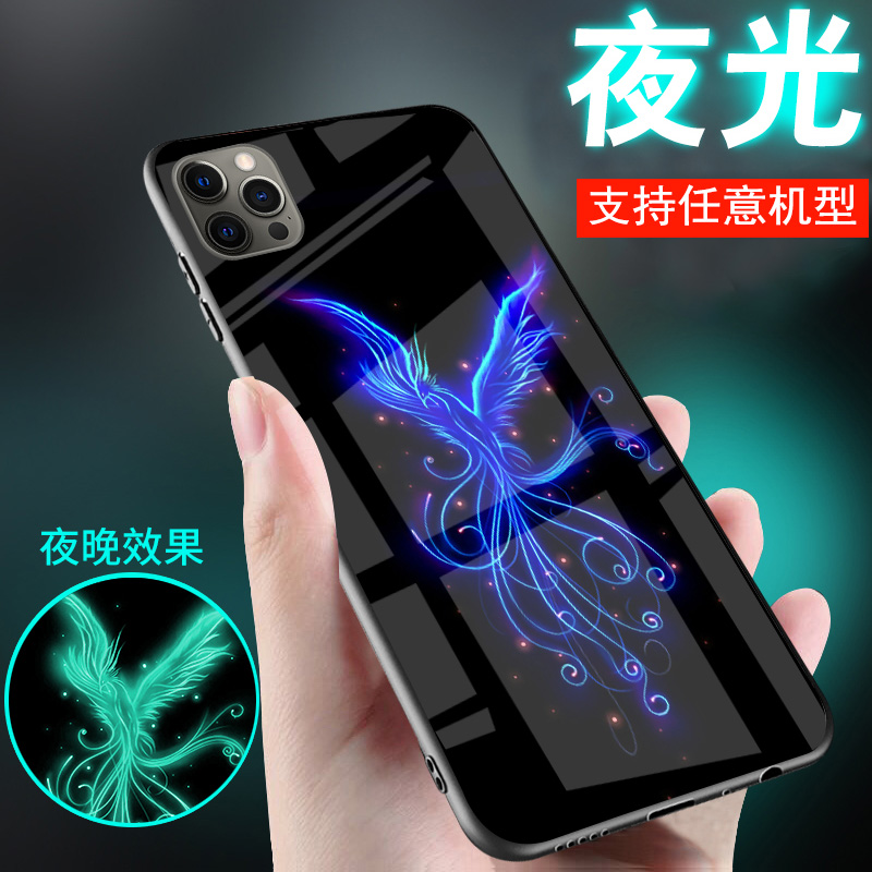 适用苹果x手机壳iPhonexs夜光xr玻璃XS MAX凤凰xsmax古风新品中国风情侣潮牌网红男士女生款保护外套高当级感