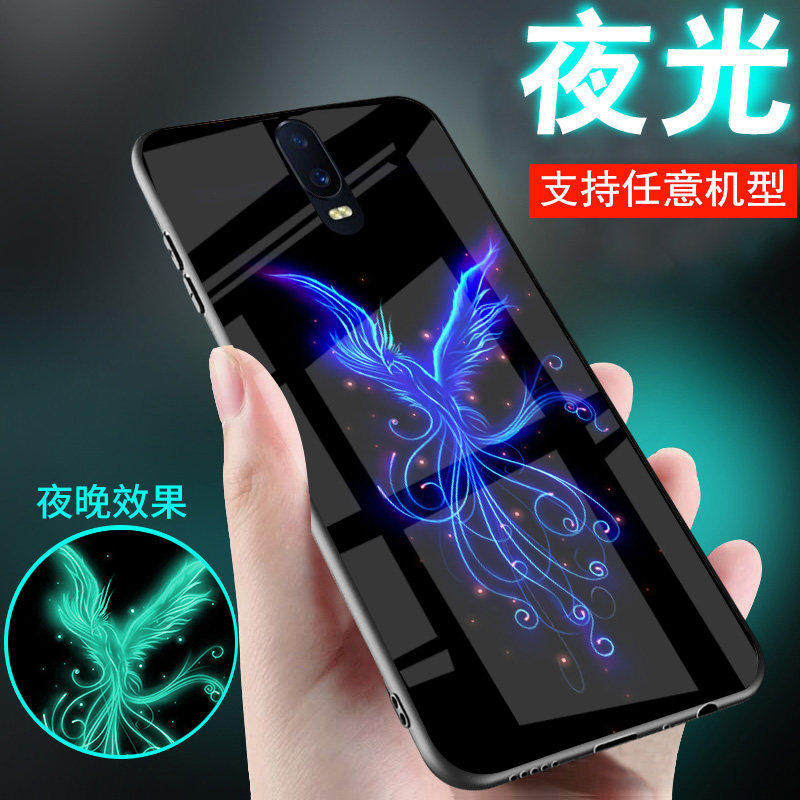 适用oppor17手机壳r15梦境版r7凤凰中国古风r9夜光r11s玻璃r15x外套r11plus新品r17pro情侣r15潮牌男士女生款