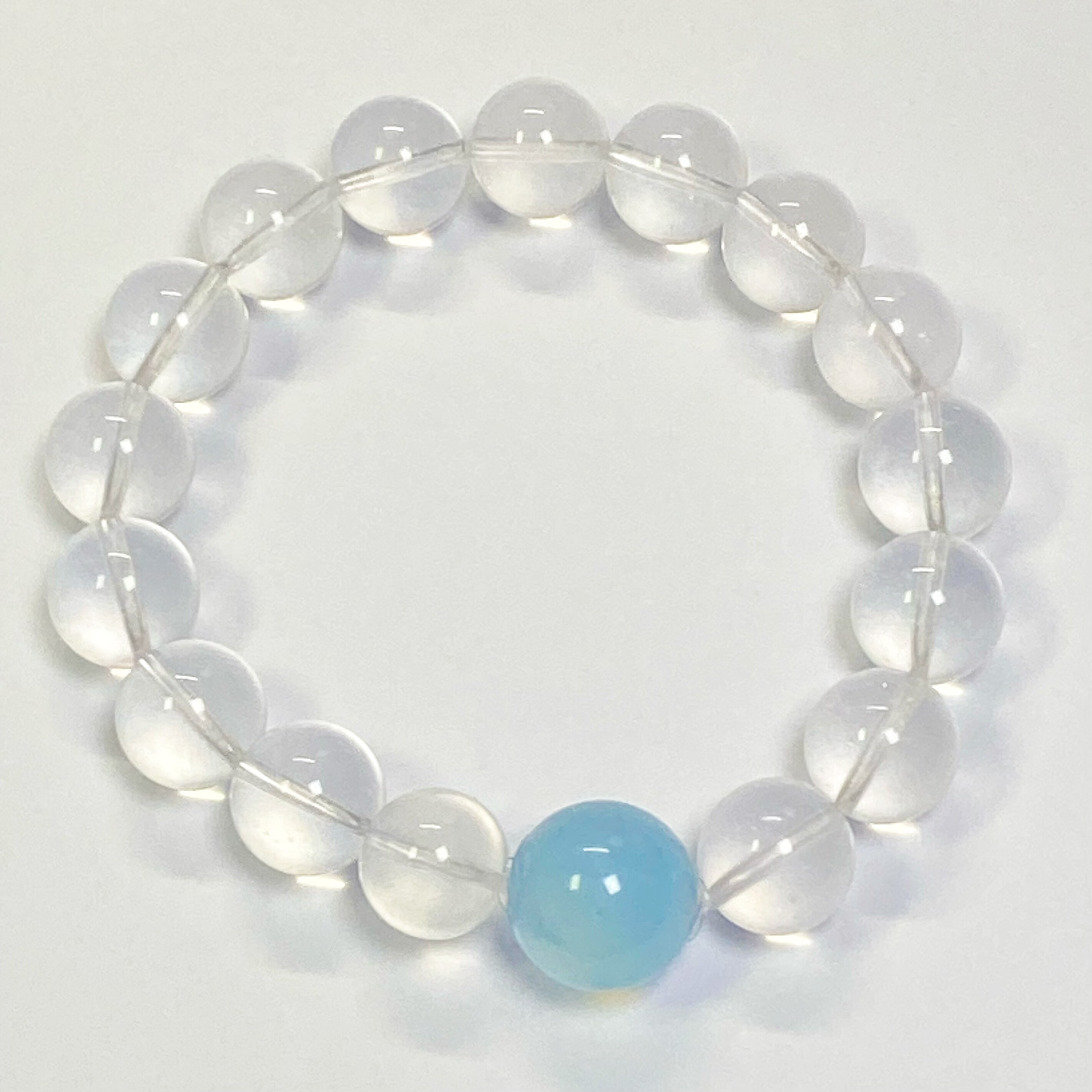 天然蓝沙白水晶海蓝宝手串12mm
