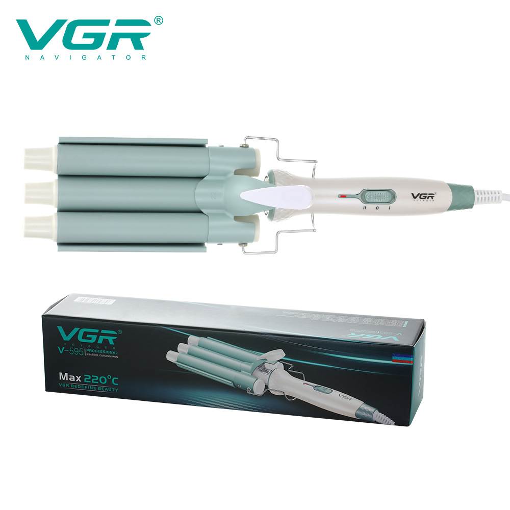 VGR跨境蛋卷棒泡面头三管卷发器水波纹小卷发棒大卷烫夹板新款595