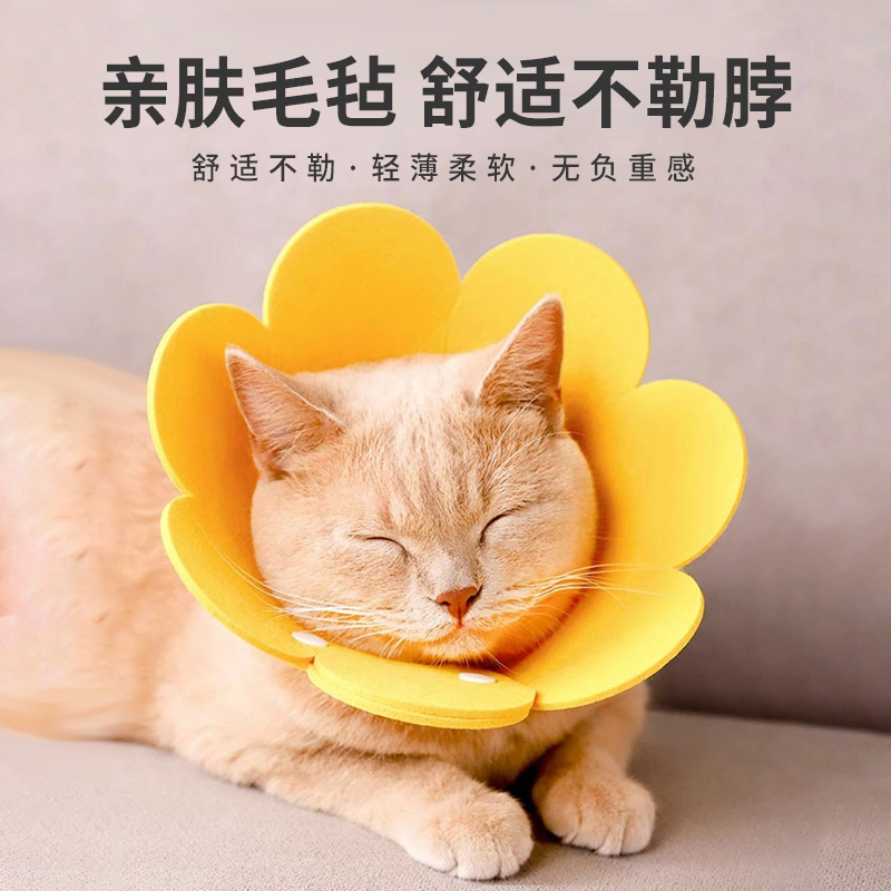 伊丽莎白圈项圈猫狗脖套防舔咬毛毡太阳花头套术后保护宠物安全