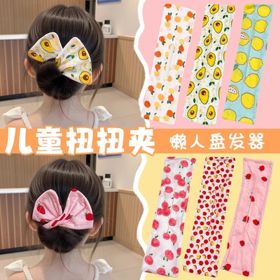 懒人扭扭盘发神器儿童丸子头女孩蝴蝶结发饰卷发固定花苞头发夹