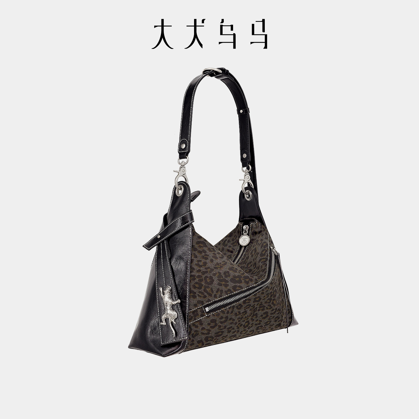 大犬乌马·三棱匣子2026新款女包豹纹HoBo包大容量通勤单肩斜挎包