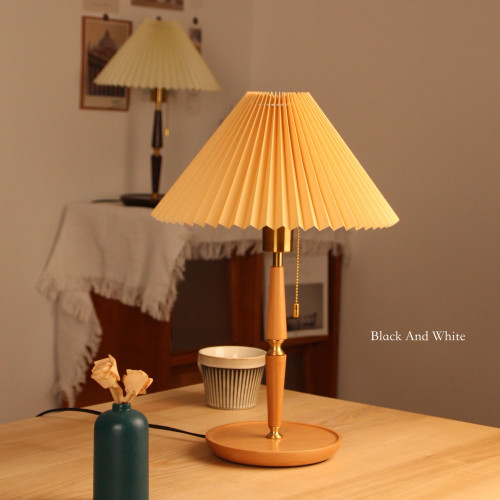 台灯卧室床头灯美式复古轻奢高级感家用中古实木托盘客厅温馨装饰