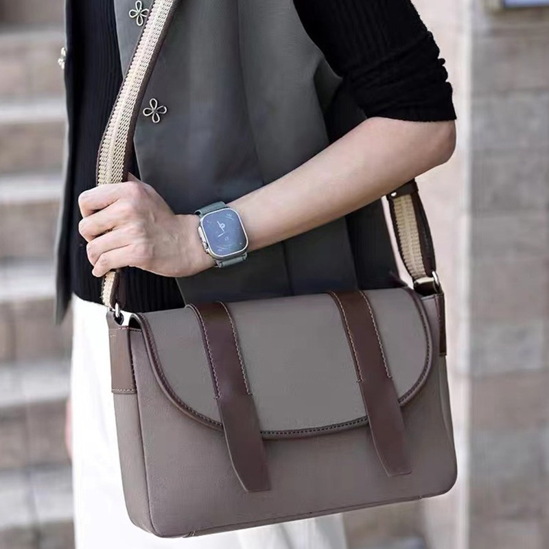 蠢小鱼diy手工包男士单肩斜挎真牛皮电脑包高级邮差包自制材料包