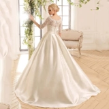 Свадебное платье A-Line Robe de Mariée кружевная аппликация атлас