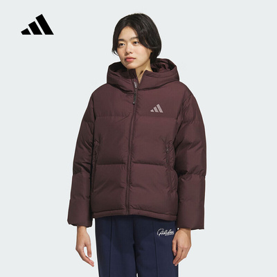 adidas阿迪达斯外套女2025冬季短款连帽保暖羽绒服KC5947 KC5948