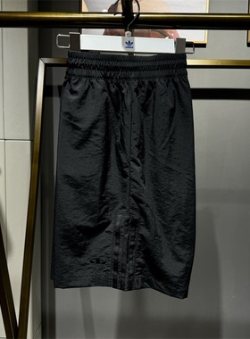 阿迪达斯三叶草短裤男子2024夏季刺绣LOGO梭织运动五分裤HS3016