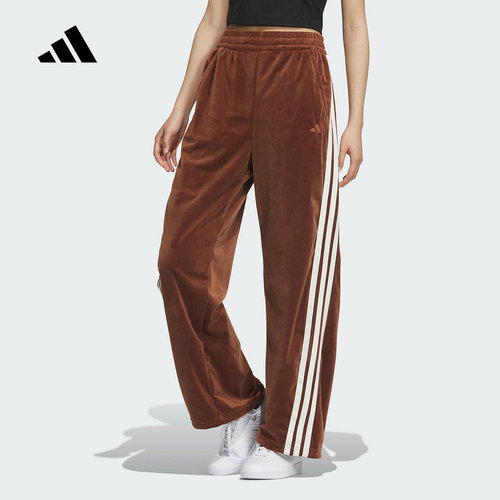 adidas阿迪达斯运动裤女2025冬三条纹直筒宽松长裤KC0179 KC0180