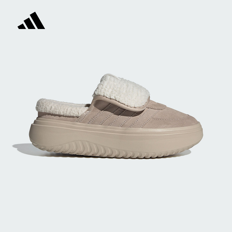 adidas阿迪达斯女鞋2025冬GRAND COURT MULE加绒运动休闲鞋JS4997