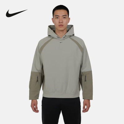 NIKE耐克卫衣男子2026春季复古拼接小标针织连帽套头衫IF1342-304