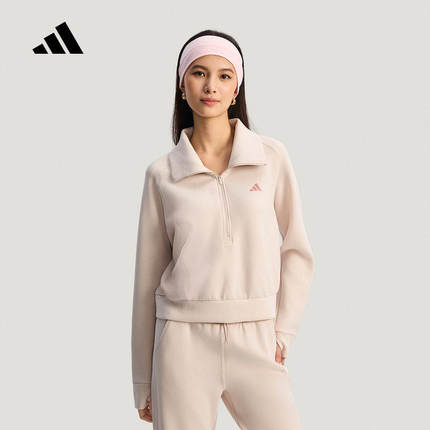 adidas阿迪达斯卫衣女2026春翻领运动套头衫KH0206 KH0207 KR7578