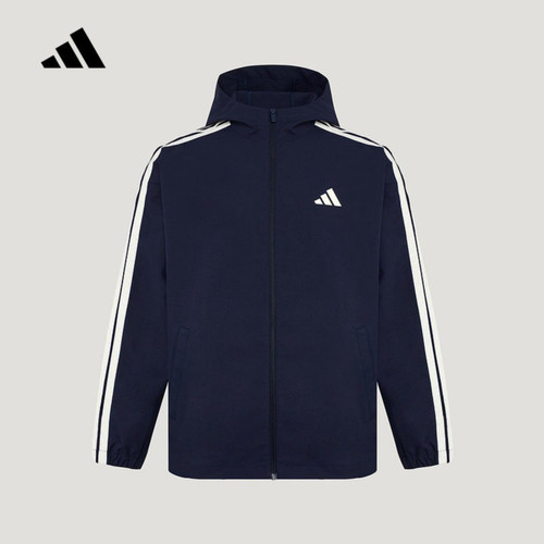 adidas阿迪达斯外套男2026春季三条纹梭织连帽夹克 KV5945 KV5946