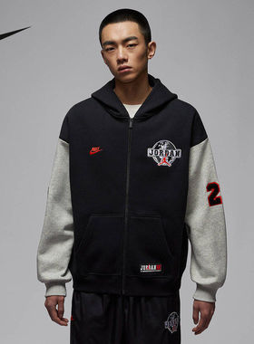 Nike耐克外套男2026春新款JORDAN运动休闲刺绣印花夹克IO9824-010
