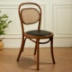 法式 复古实木餐椅美式 藤编椅子家用餐桌椅中古靠背椅轻奢休闲椅