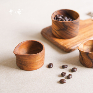 昔原 柚木小奶盅手工木质咖啡奶杯餐厅咖啡馆迷你调料杯 加一点甜