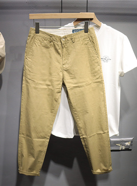 毒类男士休闲裤春夏修身直筒卡其小西裤2026新款韩版潮流九分裤男