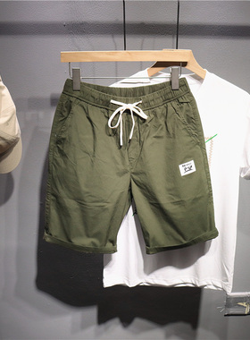 毒类 夏季小众军绿色短裤男 时尚薄款休闲五分裤潮牌松紧腰大裤衩