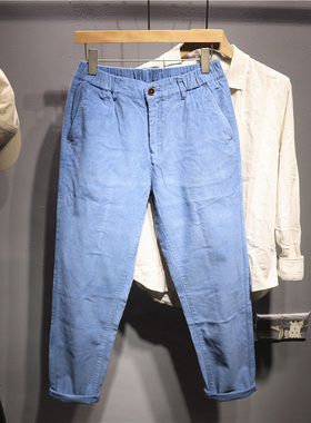 毒类  港风时尚潮牌灯芯绒长裤男士秋冬新款复古设计感小众休闲裤