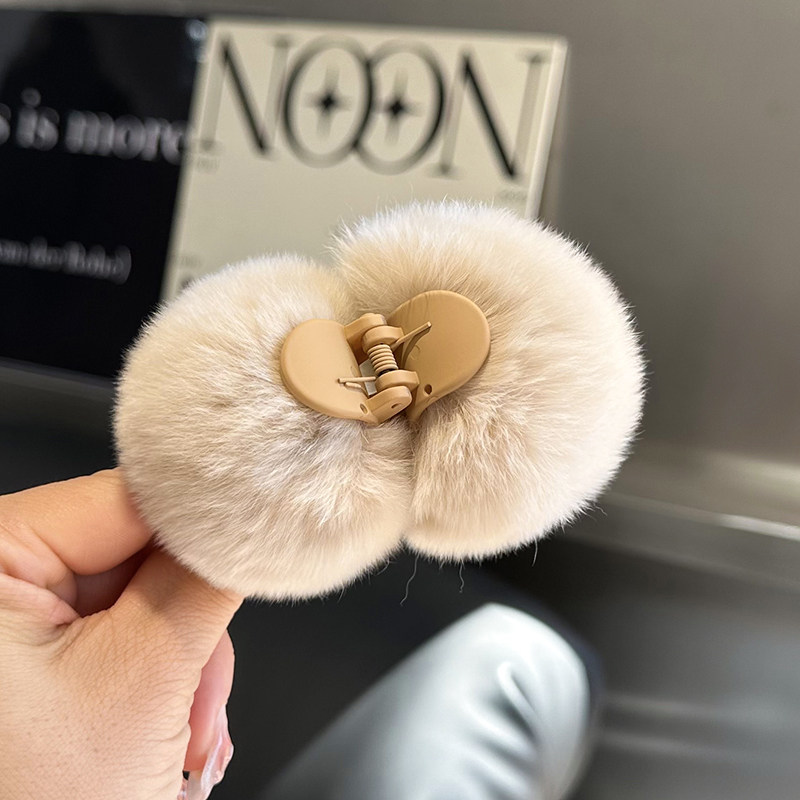 可爱小毛球发夹真獭兔毛抓夹发饰