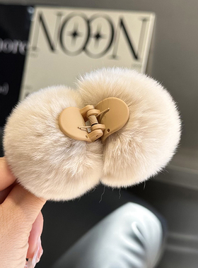 可爱小毛球发夹真獭兔毛抓夹秋冬网红ins毛绒小夹子边夹发卡发饰