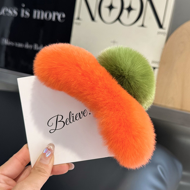 真獭兔毛后脑勺抓夹超大毛毛发夹