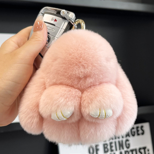 正版 死挂饰兔包包汽车钥匙扣 獭兔毛小兔子皮草挂件可爱呆萌毛绒装