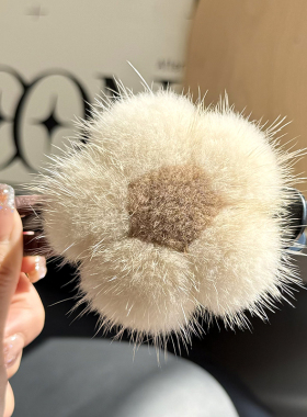 水貂毛新款花朵发夹鸭嘴夹毛绒头饰后脑勺抓夹发饰高级感发抓发卡