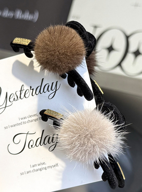 水貂毛发抓韩国可爱毛绒发夹气质网红毛毛抓夹后脑勺夹子鲨鱼夹女