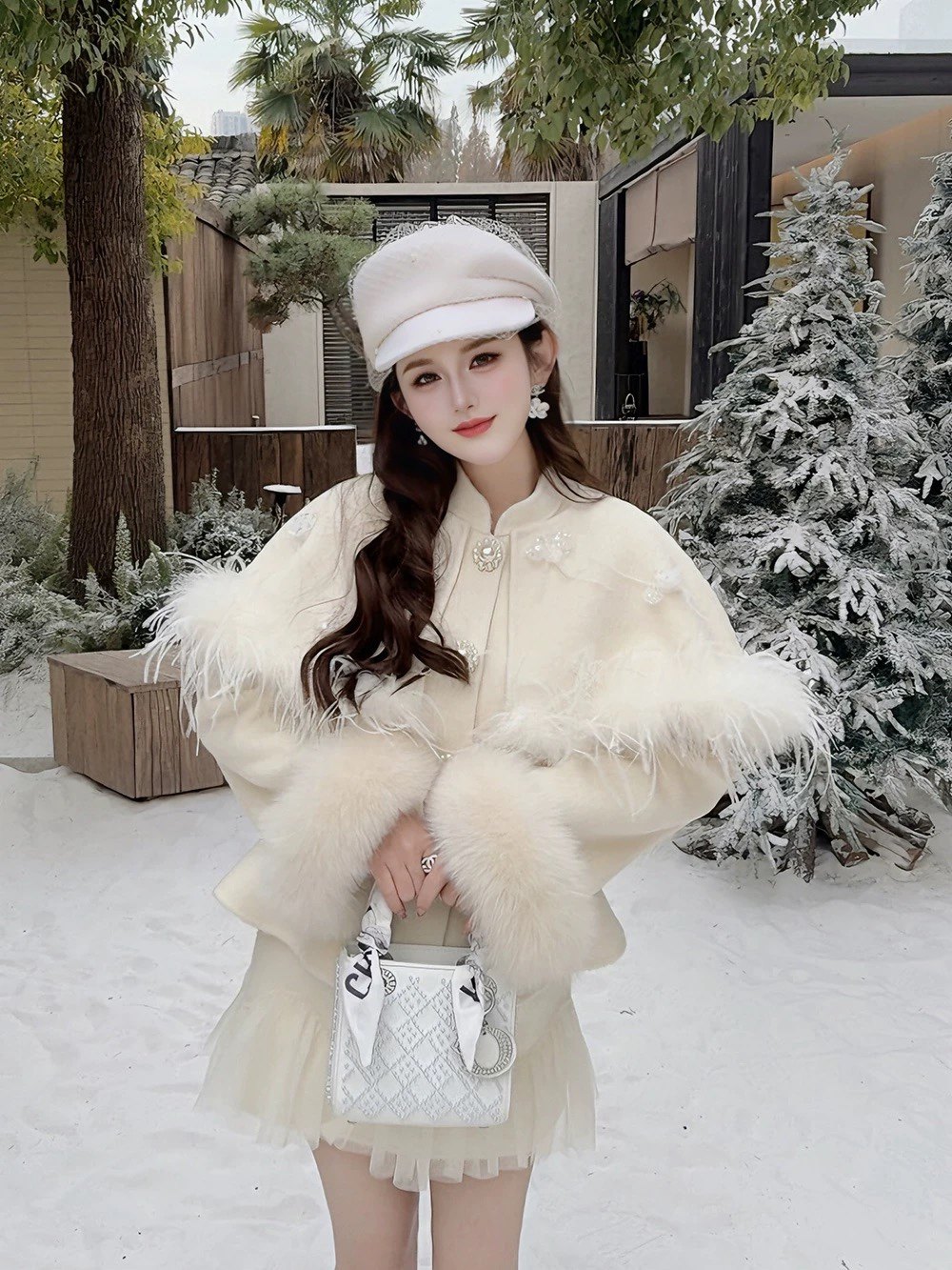 [人间白茶] 郭郭原创静奢100羊毛白色双面昵外套短裙三件套装8045,女装/女士精品,时尚套装,淘宝优惠券,粉丝福利购,淘宝优惠卷