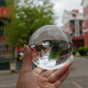 透明白水晶球摆件透明紫黄色玻璃球装饰品客厅办公桌家居办公室