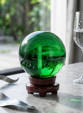 绿水晶球紫色黄色摆件白水晶球玄关客厅书房办公桌球装饰