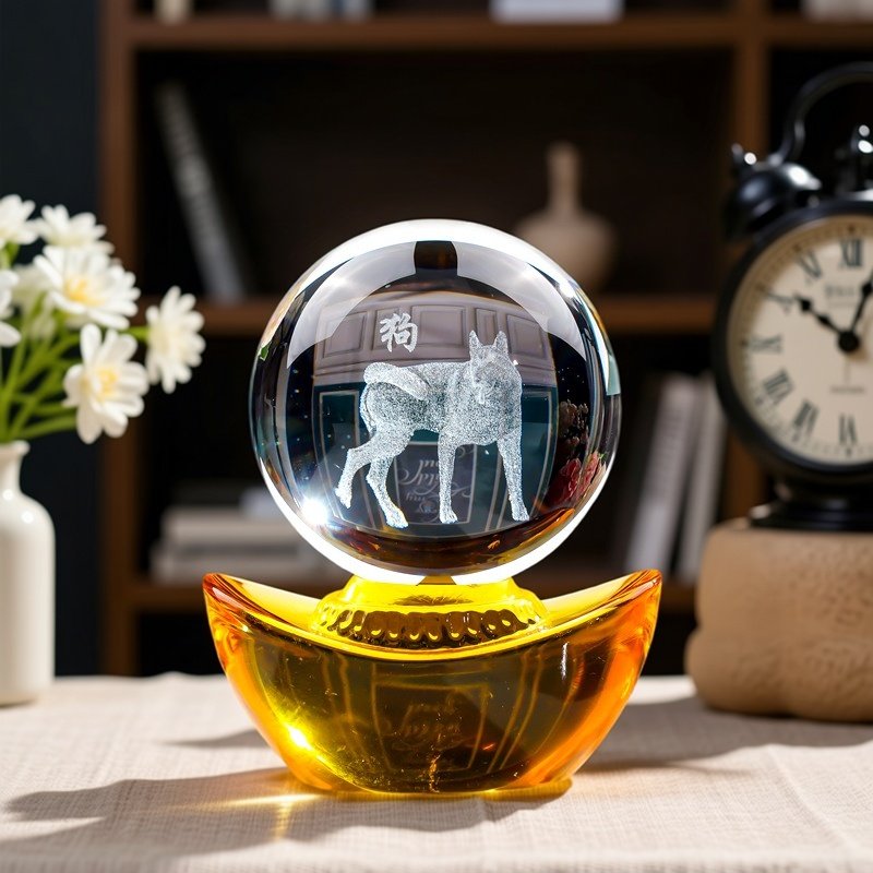 水晶球摆件金元宝造型家居装饰品简约现代12生肖生日礼物定制定做,家居饰品,摆件礼盒/套组,淘宝优惠券,粉丝福利购,淘宝优惠卷