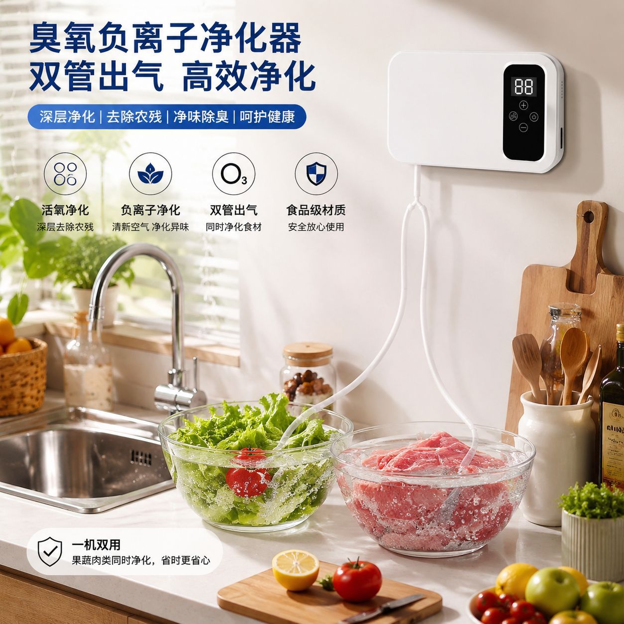 臭氧负离子果蔬消毒清洗机去农残