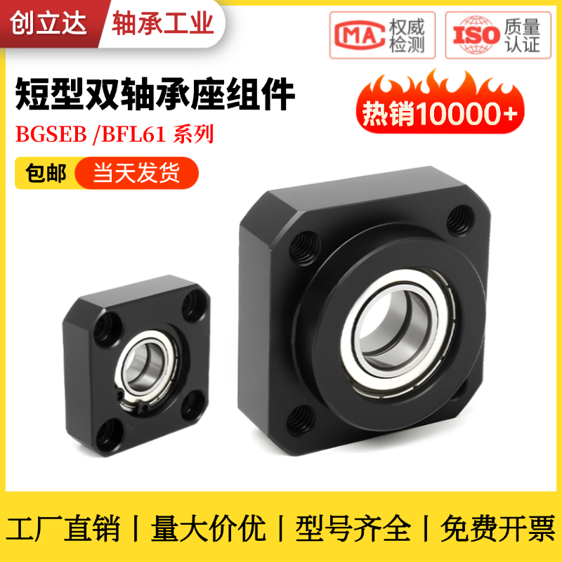 方型双轴承座组件BGSEB6904 6004ZZ带扣环短型BFL61法兰带座轴承